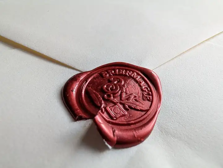 Handversiegelter Brief mit Wachssiegel auf Leinenpapier